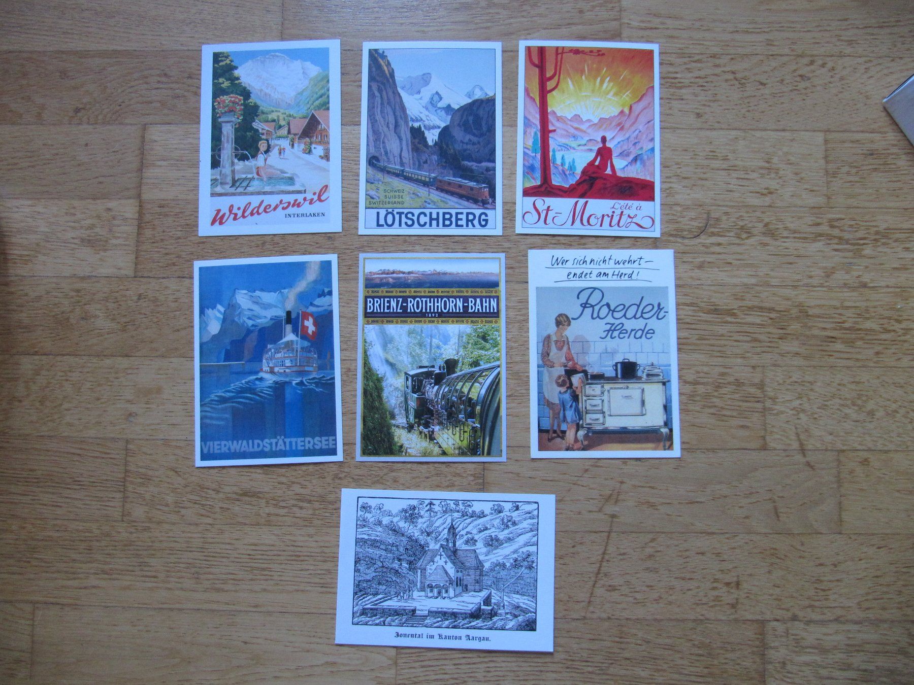 Cartoline postali: 7 Plakat-Postkarten CH Ansichtskarten Brienz-Rothorn-Bahn – Nuovo (secondo la descrizione) da Würenlos venduto da Carabella0