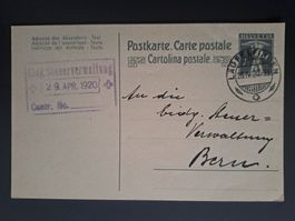 Postkarte gelaufen Läufelingen nach Bern 1920