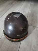 Motorradhelm Leder braun mit Gebrauchsspuren Antik