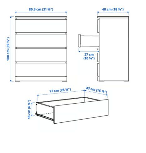 Ikea Commodes: Ikea MALM Kommode mit 4 Schubladen, weiss, 80x100 cm – D'occasion à Schindellegi par Joel.R 1