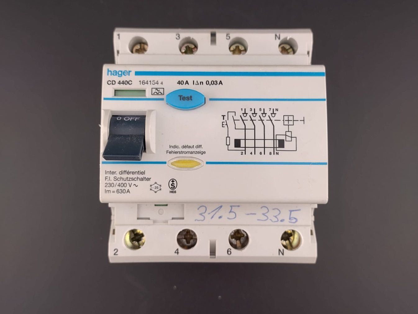 Hager Interruttori: Hager CD 440c 40A 30mA FI – Usato da Winterthur venduto da Hint17