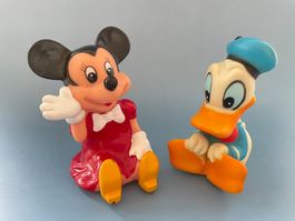 2x Vintage Quietschfigur Figur Minnie & Donald Walt Disney