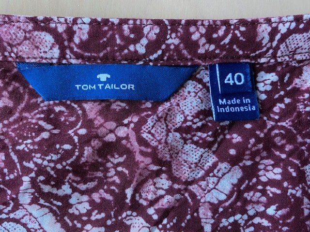 Tom Tailor Camicette: Tom Tailor Bluse, Grösse 40, Weinrot gemustert, Herbst-Look – Usato da Ergisch venduto da July64 2