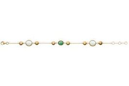 Bracelet Gelbgold 750 19cm mit 2 grünen ovalen Amethysten
