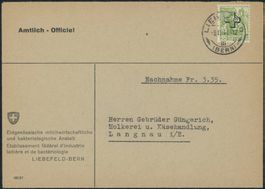1938 - Bundesverwaltung BVW - Brief - EF - Liebefeld BE