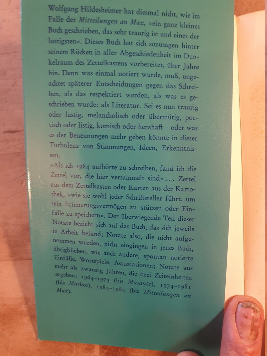 Bücher: Nachlese Wolfgang Hildesheimer Suhrkamp – Gebraucht aus Zürich von loosebone 1
