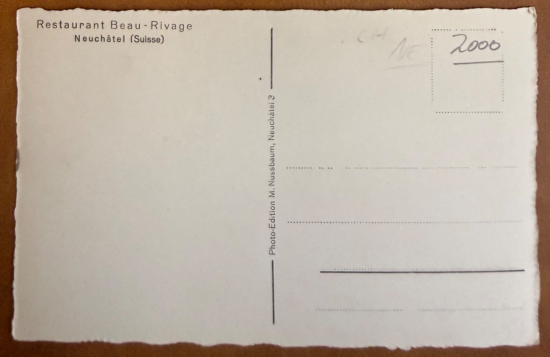 Cartes postales: Neuchâtel - Restaurant "Beau-Rivage" – D'occasion à Lutry par Ediego 1