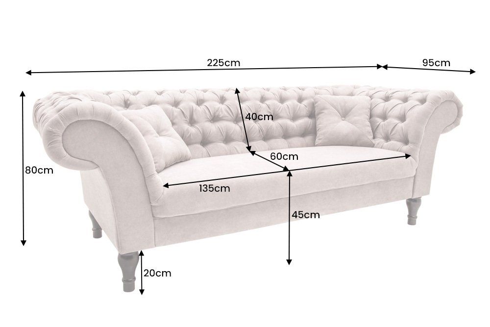 Chesterfield Divani: Chesterfield Sofa 225cm in Greige Samt – Nuovo e nell'imballaggio originale da Winterthur venduto da aredo 5