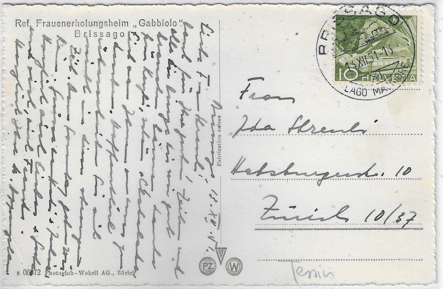 Cartoline postali: Ref. Frauenerholungsheim "Gabbiolo" Brissago – Usato da Ettingen venduto da Kartenplanet 1