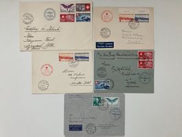 Flugpost Landi ZH, 5 vers. Flüge