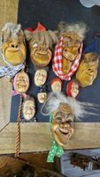 Alte Krienser Holz Masken, geschnitzt, aus der Schweiz