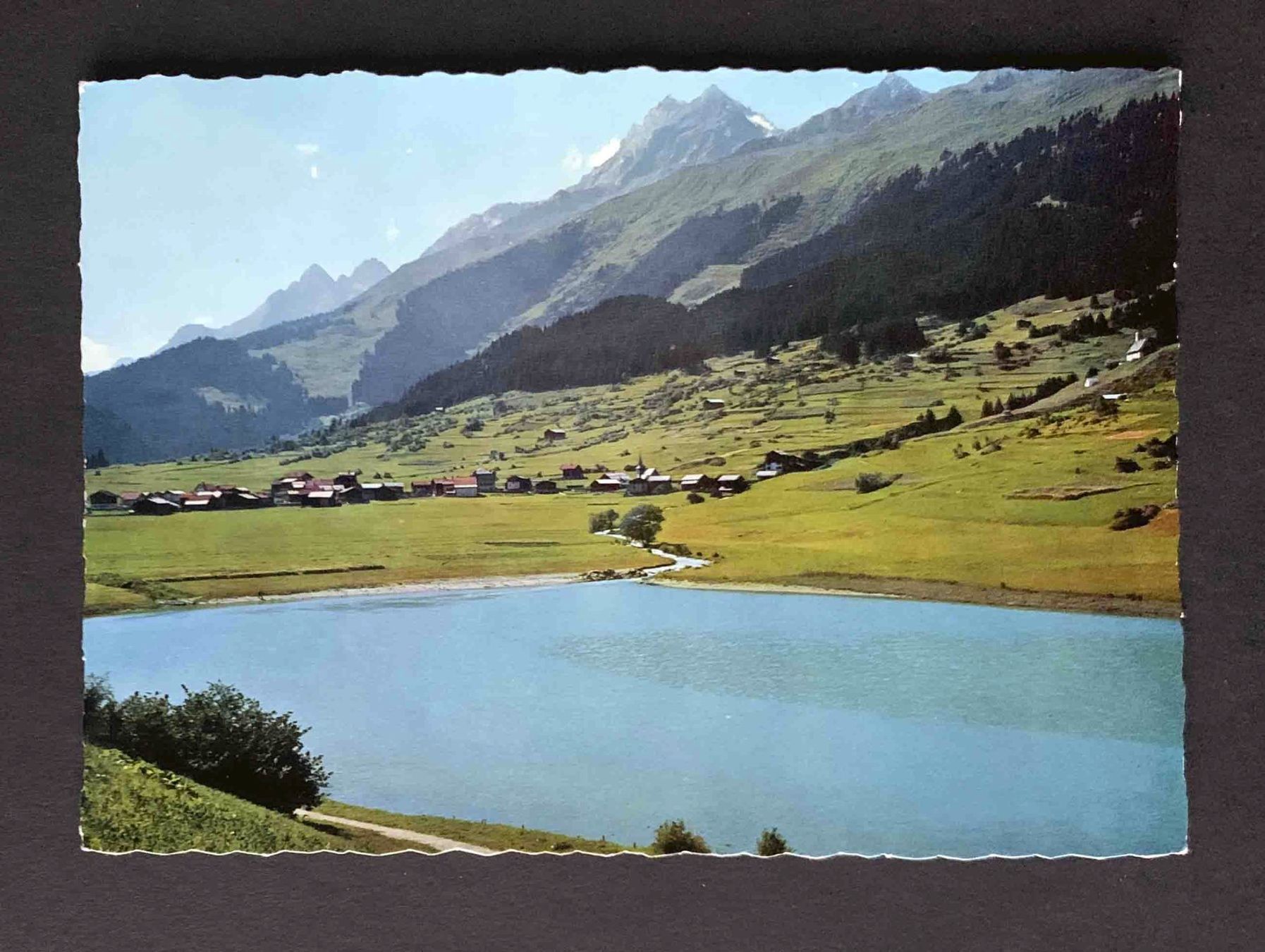 Cartoline postali: AK Brigels Stausee mit Brigelserhörner – Usato da Goldau venduto da artelier1