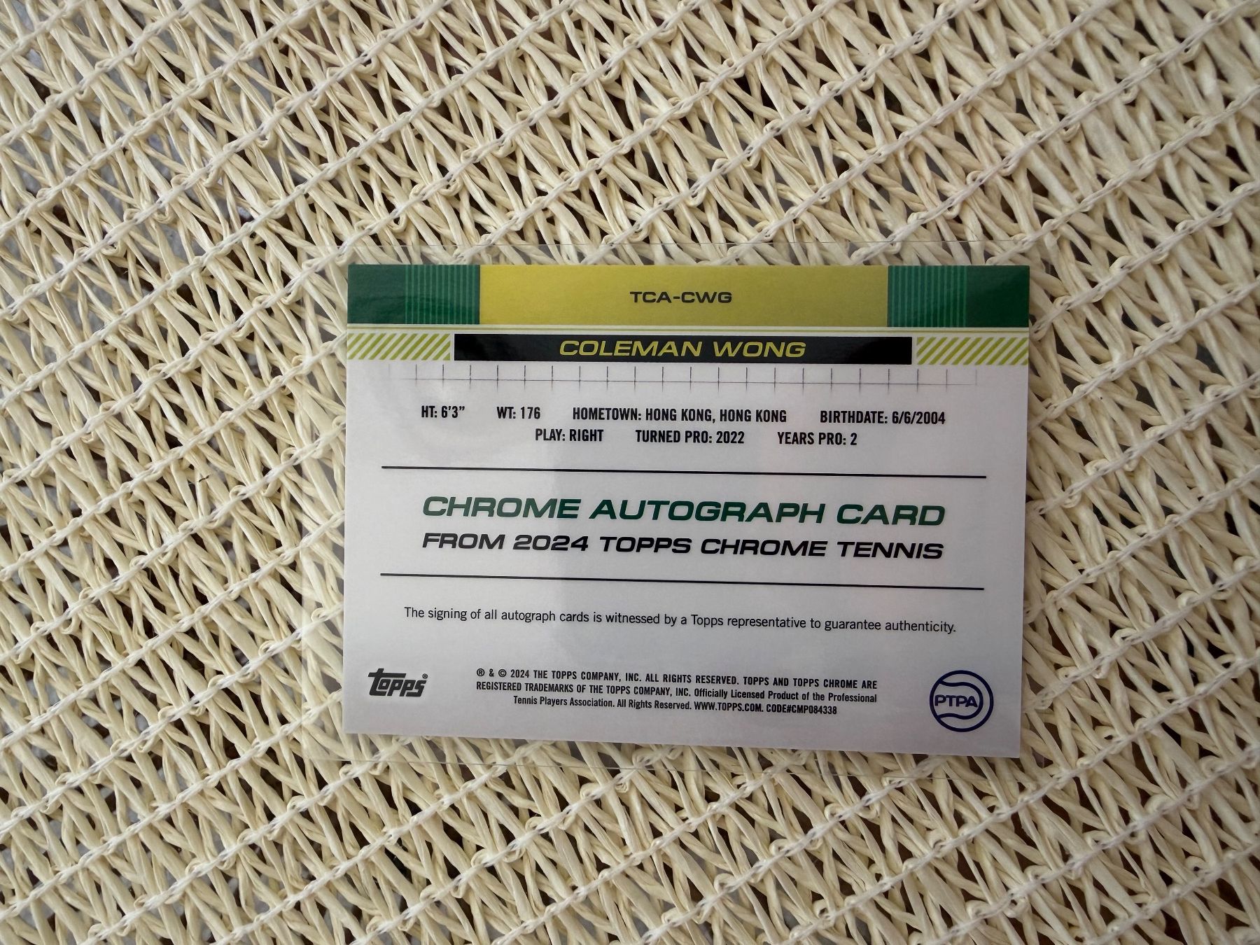 Topps Carte collezionabili: Coleman Wong Chrome Autographe – Usato da Champagne venduto da kev_b2tb 1