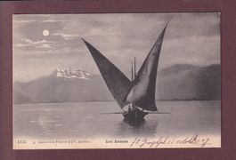 BARQUE du lac Léman - Clair de lune - 1907