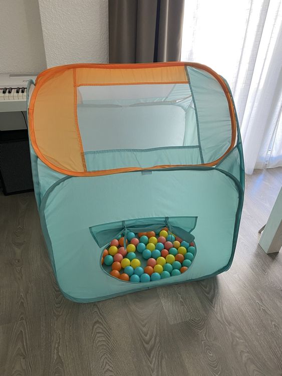 Tente De Jeu Pour Piscine à Balles BESTonZON - Pliable, Avec Filet, Bleu, 120x60x39 Cm, Pour Enfants Intérieur/extérieur