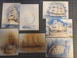 Segelschiff-Postkarten Set, 6 Stk., ungebraucht /7908