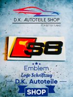 Audi S8 Emblem Schriftzug Logo aus Metall Rot/Schwarz Matt