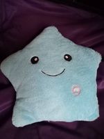 Sternkissen mit Smiley aus Plüsch in hellblau