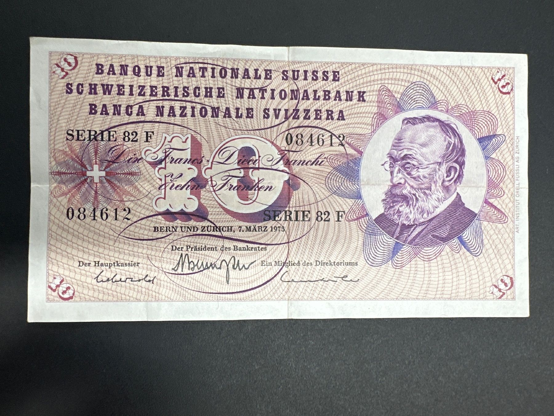 Banconote: 10 Fr.-Note Schweiz 1973 – Usato da Herisau venduto da herau