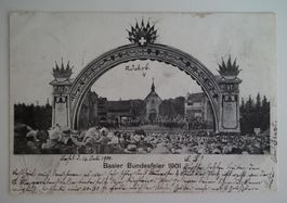 Bundesfeierkarte Basel  Vorläufer 1901  gelaufen  St. Jakob