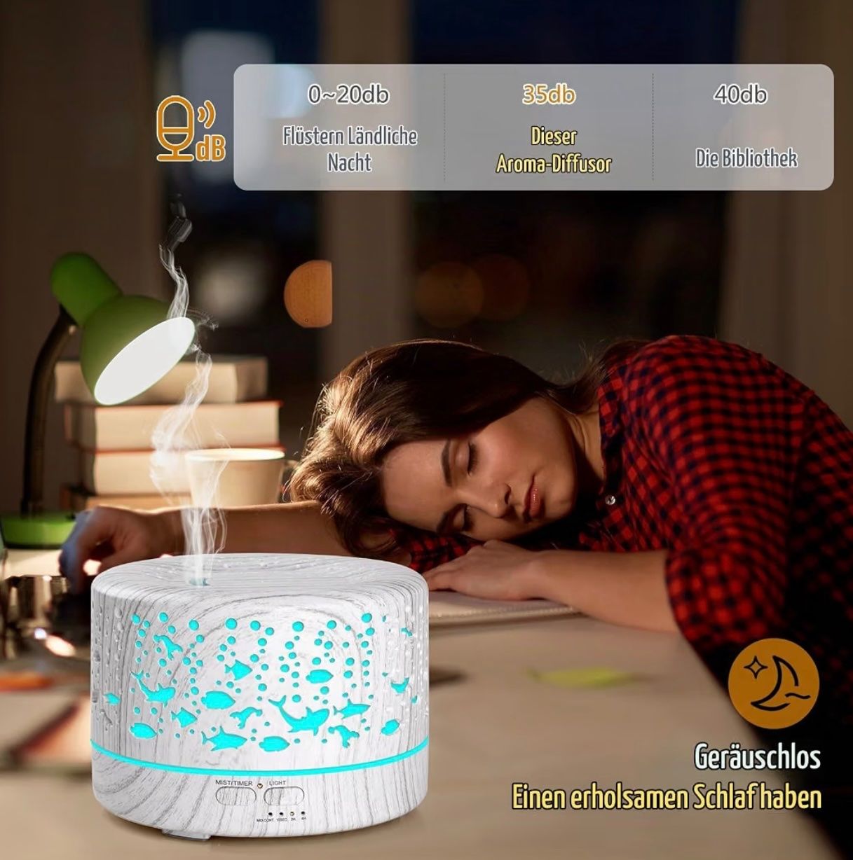 Duftöldiffusoren: Aroma Diffuser 700ml mit Timer,Holzoptik weiss – Neu und originalverpackt aus Basel von Seifehuesli 5