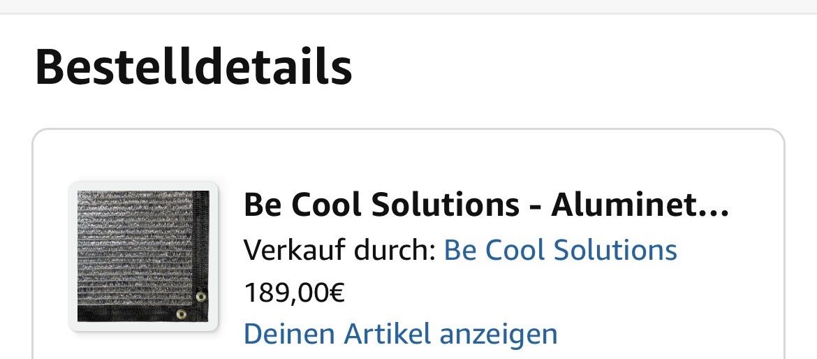 Tende da sole: Be Cool Solution Aluminetz (Hitzenetz 6m mal 4.3m) – Nuovo e nell'imballaggio originale da Rorbas venduto da Retorut 3