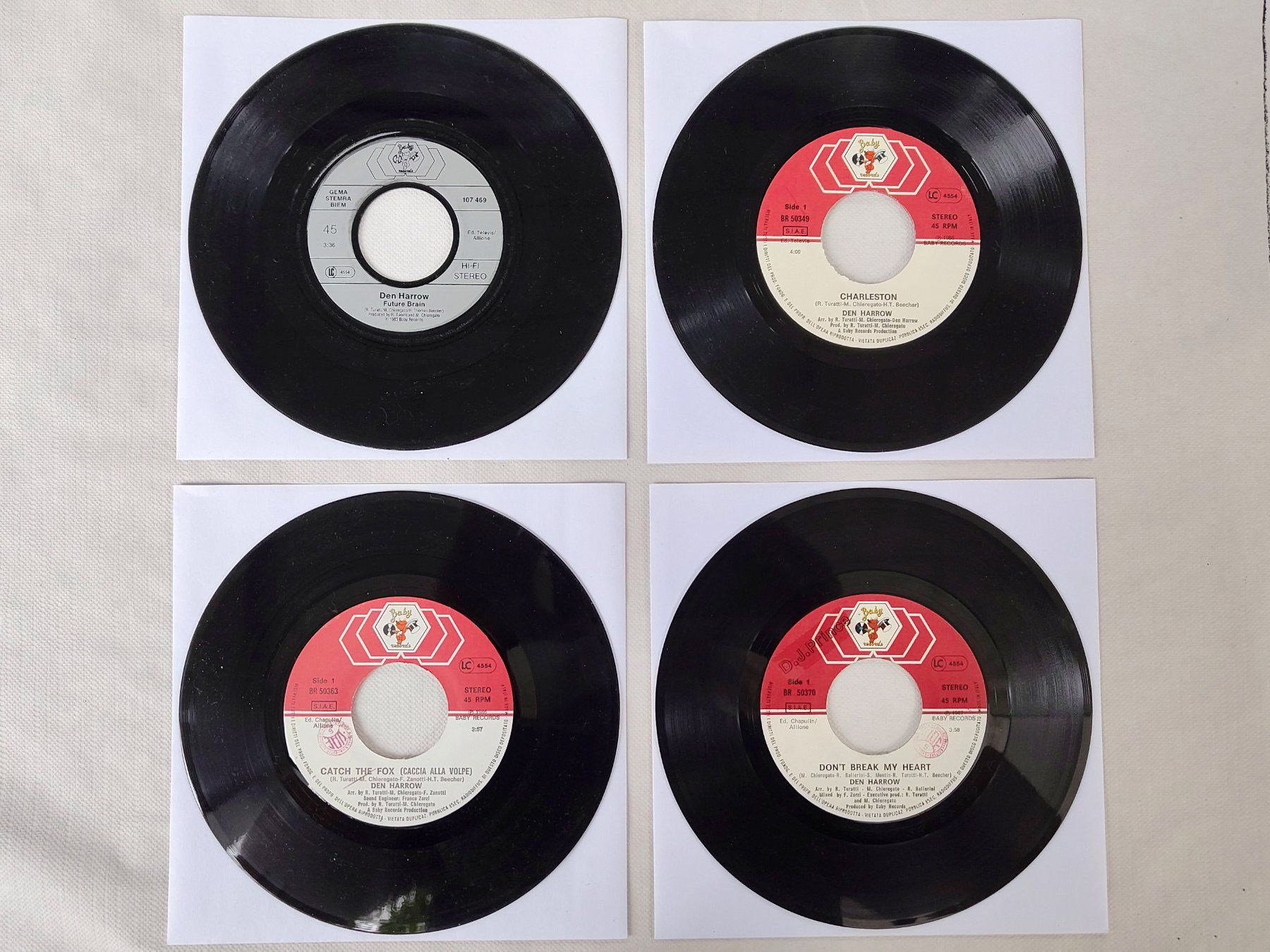 Dischi in vinile: 4x 7" Single Den Harrow: Catch The Fox, Future Brain ... – Usato da Hindelbank venduto da iCardologe 2