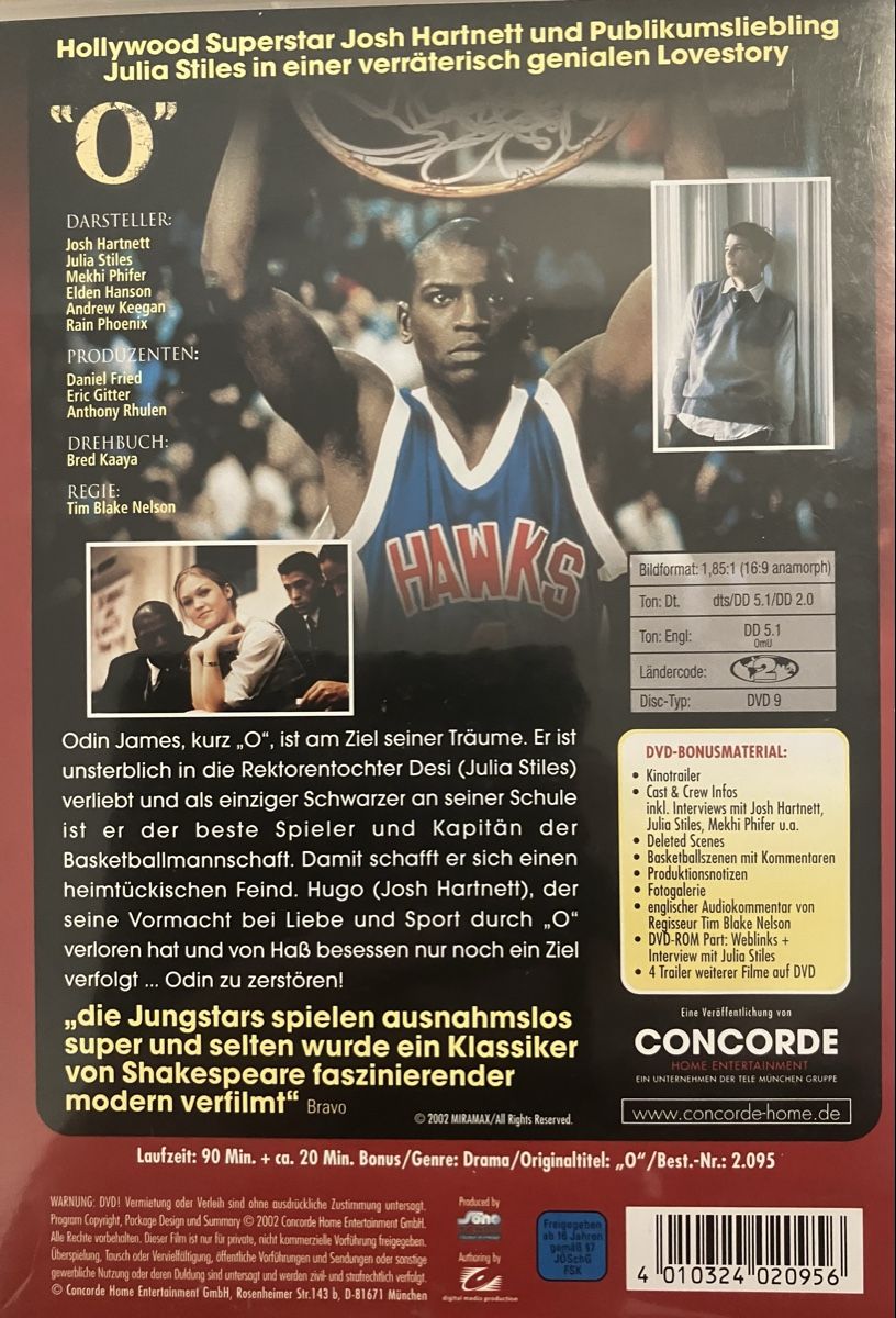 Tutti i DVDs: DVD "O" - Intrigen und Leidenschaft Julia Stiles – Usato da Hunzenschwil venduto da zibu88 1