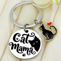 EDELSTAHL SCHLÜSSELANHÄNGER, *CAT MAMA* NEU