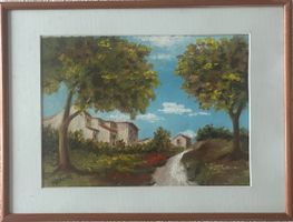 Paysage peinture à l’huile sur papier toilé.