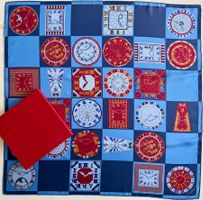 CARTIER Foulard “Clocks”,100% soie, box rouge générique