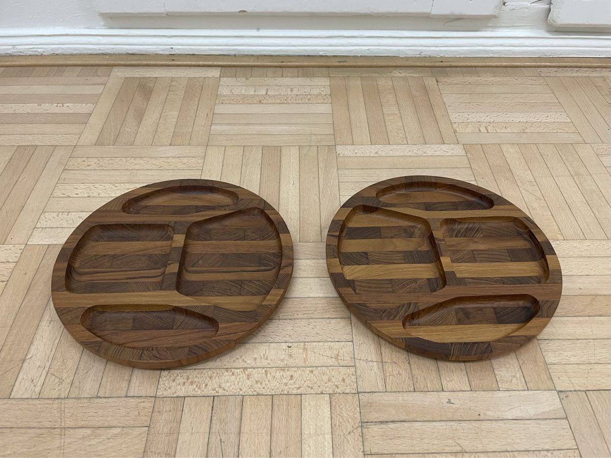 Piatti: 2x vintage Teak Schale mit Fächern Holzschale Teakschale – Usato da Zürich venduto da Vintagewiesel