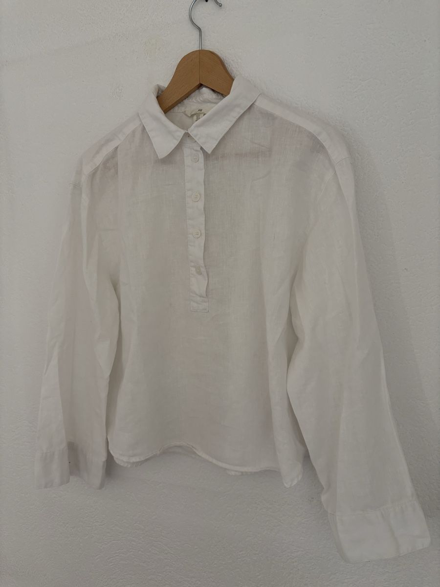 H&M Camicette: H&M Bluse Leinen weiss Langarm S – Usato da Bern venduto da wisemagpie 3