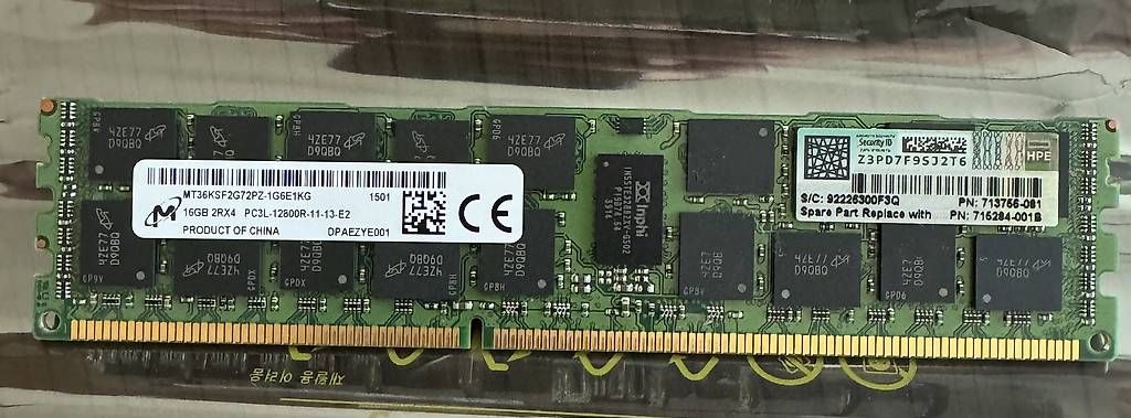 Memoria / RAM: 3 x 16 GB PC3L-12800R ECC RAM – Usato da Volketswil venduto da IT-Mac