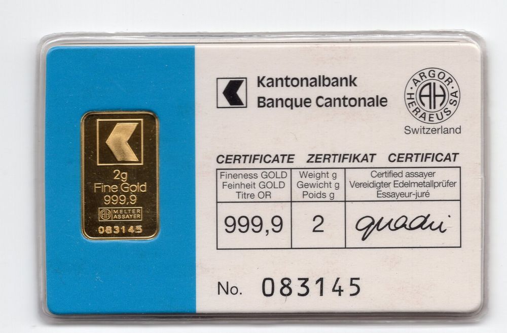 Metalli preziosi: (33) 2 g Goldbarren KB – Usato da Rüthi (Rheintal) venduto da erdnuessli1