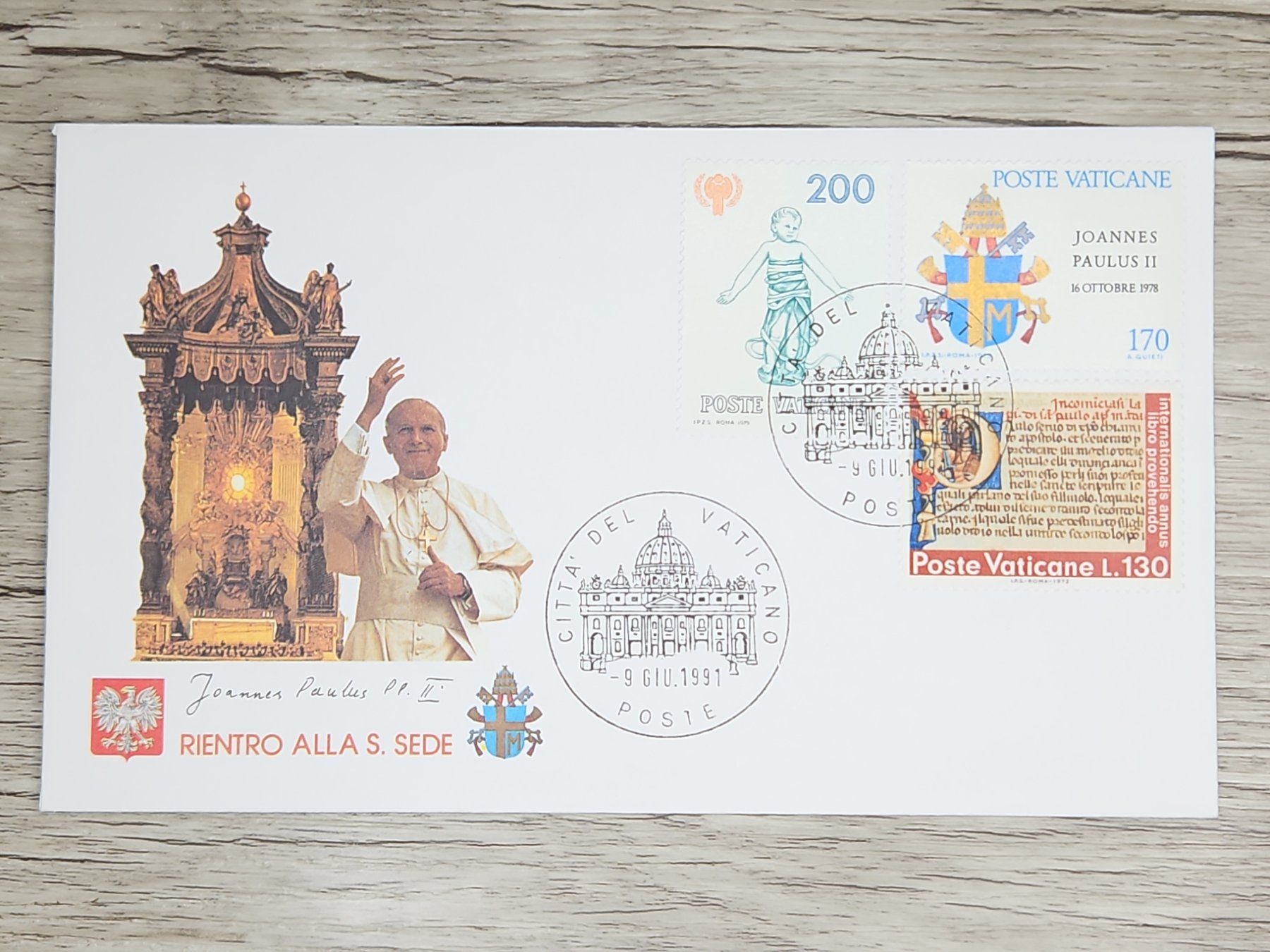 Tutti i francobolli: CL05 Enveloppe + Timbre Poste Vaticane 1991 – Usato da Cousset venduto da Patrick_Collections