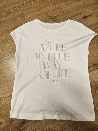 Weisses Damen T-Shirt mit Glitzer-Print, Gr.S