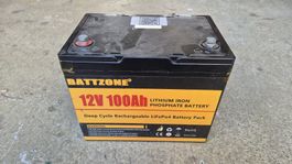 BATTZONE 12V 100Ah Lithium-Eisen-Phosphat-Batterie (LiFePO4)
