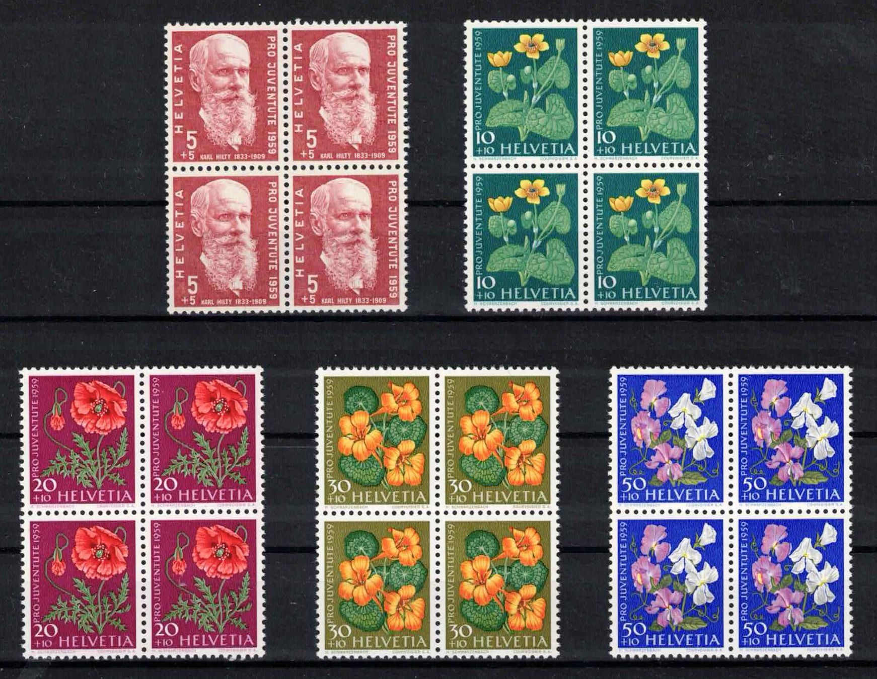 Tutti i francobolli: Pro Juventute 1959 im 4er-Block, postfrisch ** – Nuovo (secondo la descrizione) da Nuglar venduto da Stamp88