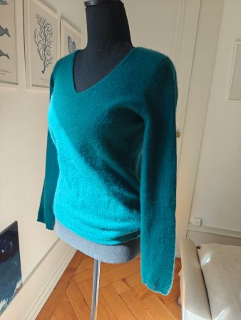 Caroll sea green 100% cashmere vneck sweater pullover M