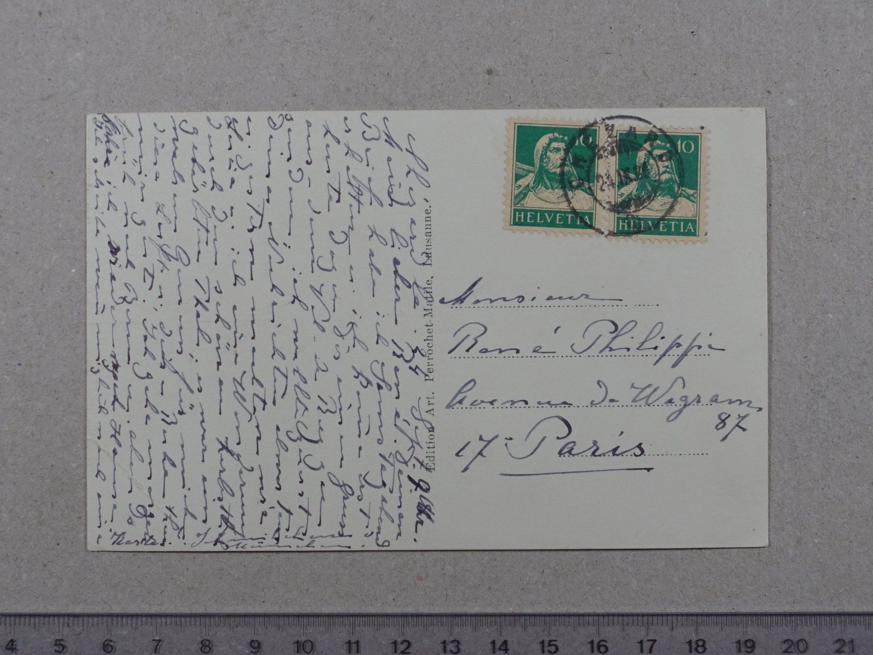 Ansichtskarten: Villiers, Dombresson, Val-de-Ruz, 1928?, nach Paris gelaufen – Gebraucht aus Lenzburg von fh1 1