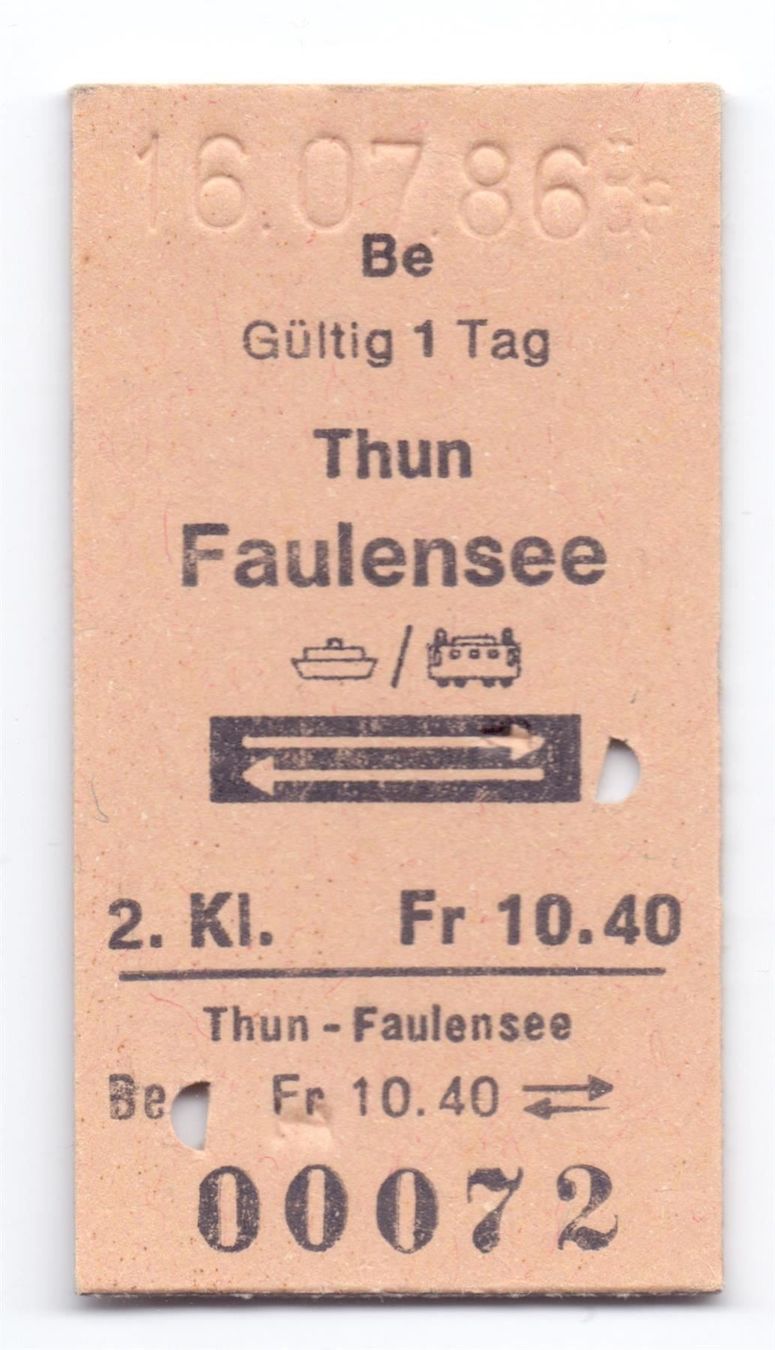 Biglietti: Schiff-Billette Thun - Faulensee – Usato da Langenthal venduto da Sammlungs_aus