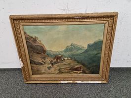 Oelbild auf Leinwand zum auffrischen im Originalrahmen GR VS