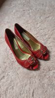 vintage Pumps rot Grösse 38 Leder mit Schnalle neuwertig