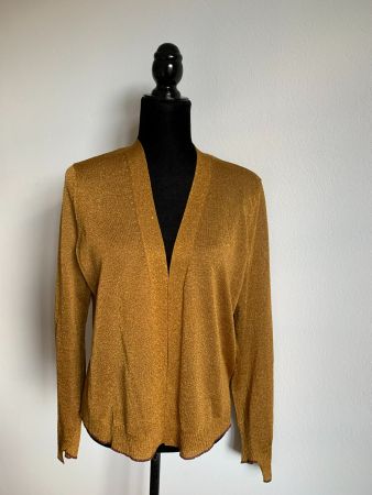 LUISA CERANO: OVP/ungetragen - Goldglänzende Strickjacke, 36