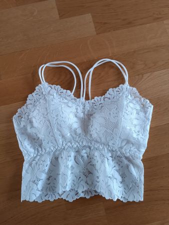 Neuwertiges, weisses Spitzen-Bustier, Gr. S