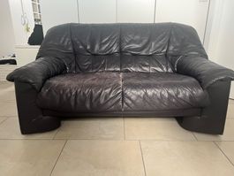 Echt Ledersofa dunkelviolett  2-Sitzer