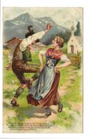 Tracht - Dirndel - Tanz in den Bergen - Präge-Litho - 1906