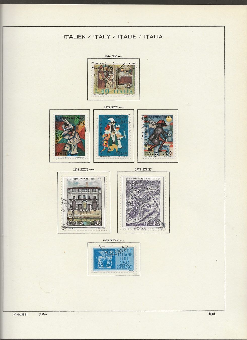 Tutti i francobolli: Marken Italien 1974 bis 1975 – Usato da Au ZH venduto da xelagreb01 3