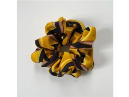 Scrunchie 100% Seide gelb-schwarz hand made Silvia-K rework